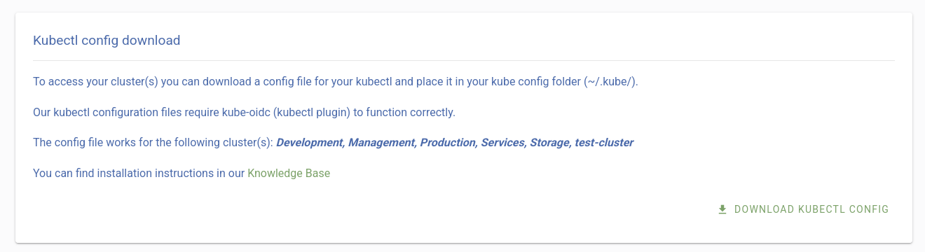 Kubernetes Config Download
