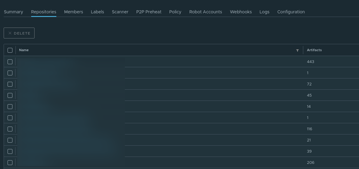 Harbor registry interface